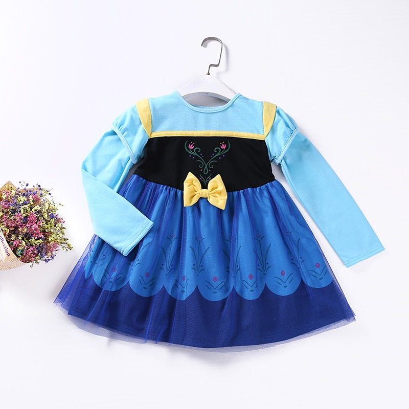 Baby Girls Snow Queen 2 Elsa Anna Sofia Casual Dress Kids Carnival Birthday Party Costume Children Elza Snow White Clothes