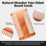 Natural Wood Hair Brush Beard Comb with PU Leather Case Anti-Static Mustache Pocket Comb Brushing Hair Care Tools for Men Gift