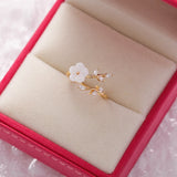 New Fashion Micro-inlaid Crystal Zircon Rings Sweet Elegant Flower Ring for Girl Women Finger Bague Jewelry Bridal Gift Delicate