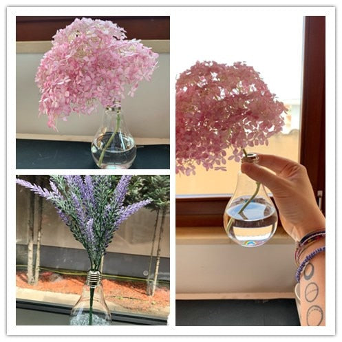 Home Decor Wedding Decoration Light Bulb Transparent Glass Vase Fashion Hydroponic Flower Vase Gifts Retro DIY