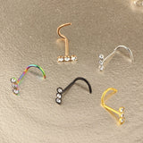 1Pcs Stainless Steel Crystal Zircon Nose Piercing Rings And Studs Nose Stud L Shape Zircon Nose Ring Body Piercing Jewelry