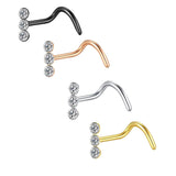 1Pcs Stainless Steel Crystal Zircon Nose Piercing Rings And Studs Nose Stud L Shape Zircon Nose Ring Body Piercing Jewelry