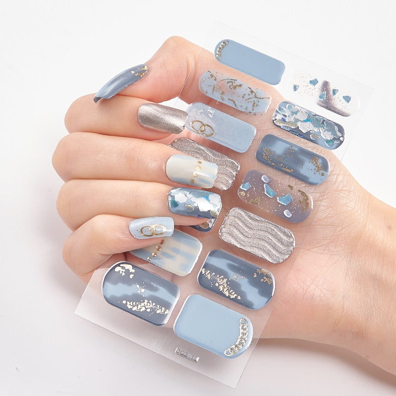 Four Sorts 0f Nail Stickers Nails Art Decoration Manicure Shiny Nail Decoration Decals Plain Stickers Nail Accesoires Women