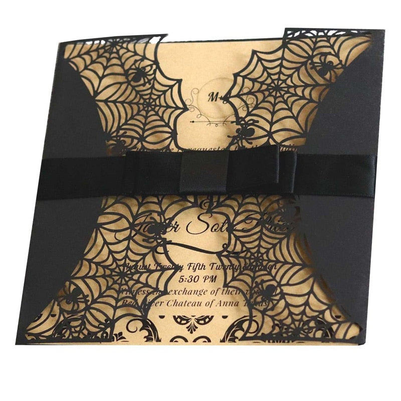10/20pcs Halloween Invitations Card Laser Cut Spider Web Invitation Cover Halloween Holiday Greeting Cards Home Party Supplies