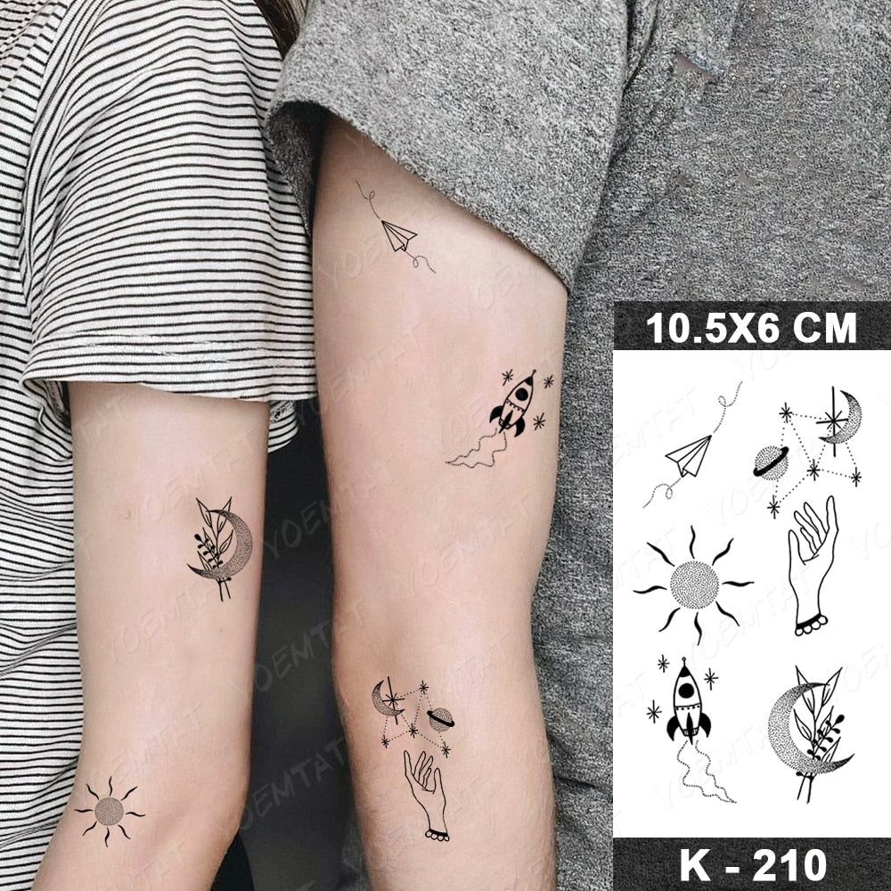 Waterproof Temporary Tattoo Stickers Butterfly Snake Rose Flower Gun Dark Flash Tatto Women Body Art Wrist Neck Fake Tattoos Men