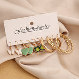 Trendy Colorful Acrylic Butterfly Drop Earrings Set Geometric Imitation Pearls Circle Heart Flower Tassel Earring Party Jewelry