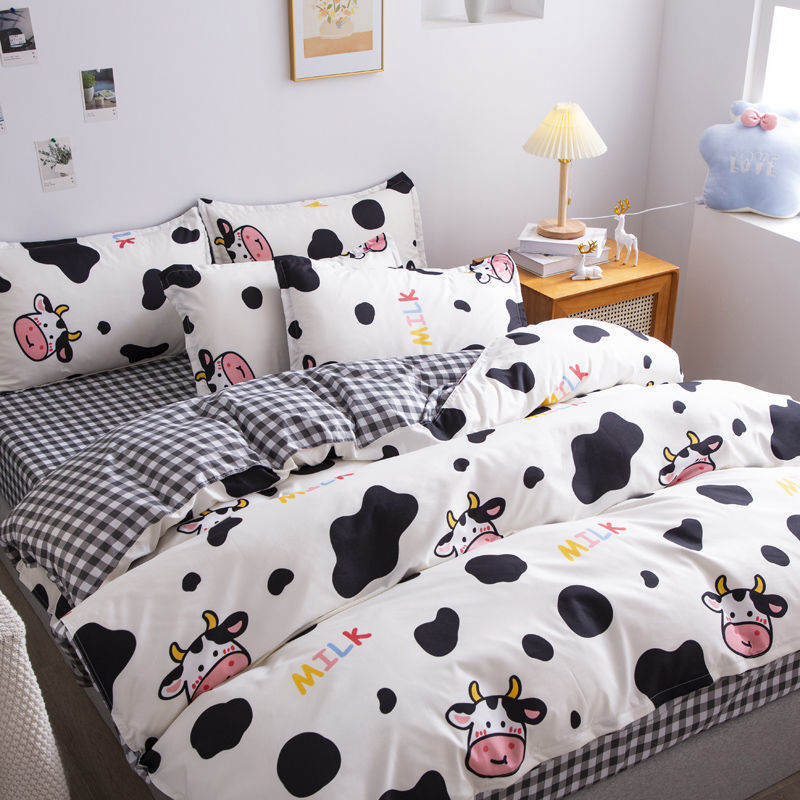 Fashion Boys Girls Bedding Set Soft Flat Sheets Bed Linen Duvet Quilt Cover Pillowcase for Queen Full Size Cute Cartoon Printed