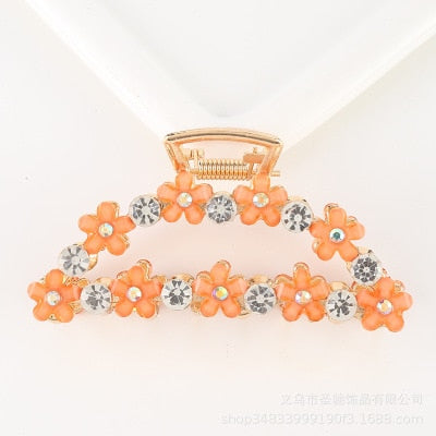 Hair Claw Clip Clamp For Women Girl Flower Floral Rhinestone Pearl Korean Handmade Fashion Head Accessories Mujer Wholesale