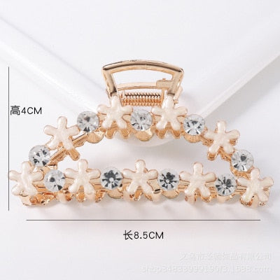 Hair Claw Clip Clamp For Women Girl Flower Floral Rhinestone Pearl Korean Handmade Fashion Head Accessories Mujer Wholesale