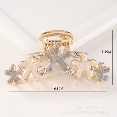 Hair Claw Clip Clamp For Women Girl Flower Floral Rhinestone Pearl Korean Handmade Fashion Head Accessories Mujer Wholesale