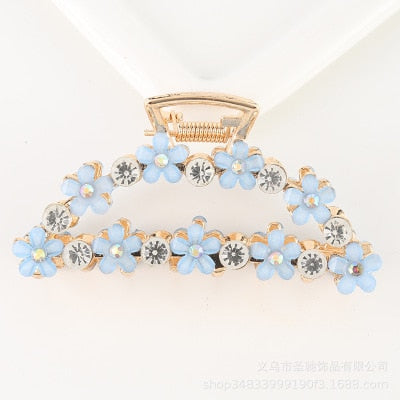 Hair Claw Clip Clamp For Women Girl Flower Floral Rhinestone Pearl Korean Handmade Fashion Head Accessories Mujer Wholesale