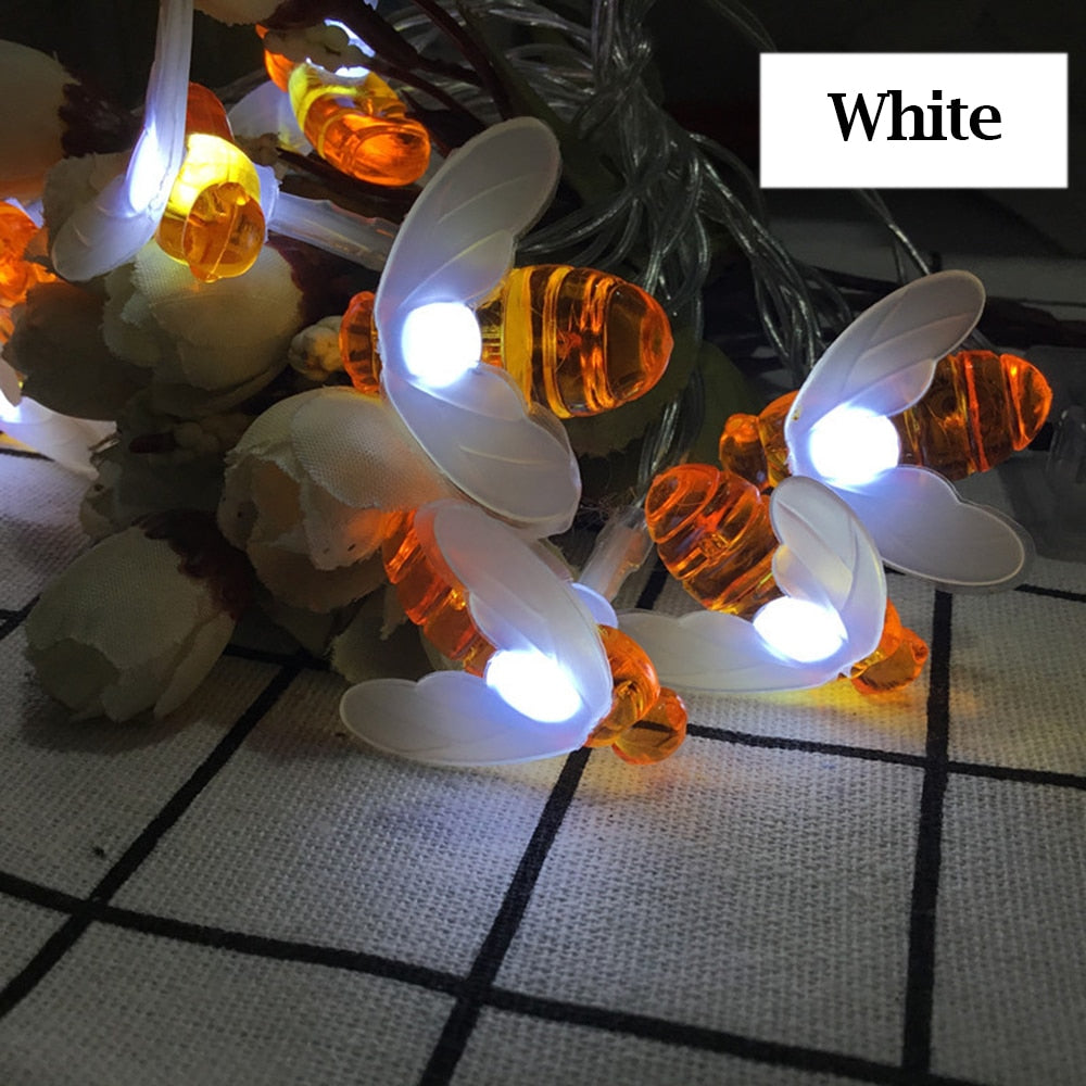 Oklulu  2022 Outdoor Garden Light Solar Powered String Lights Waterproof 20 Cute Honeybee Garland LED Light for Outdoor Party Decoration