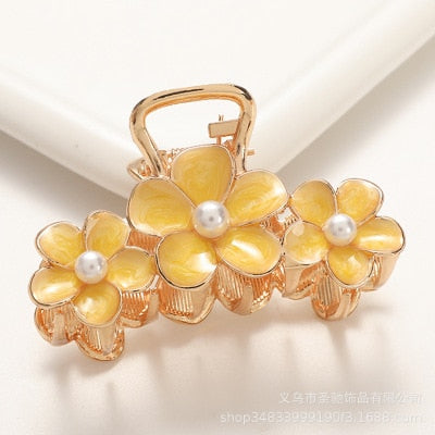 Hair Claw Clip Clamp For Women Girl Flower Floral Rhinestone Pearl Korean Handmade Fashion Head Accessories Mujer Wholesale