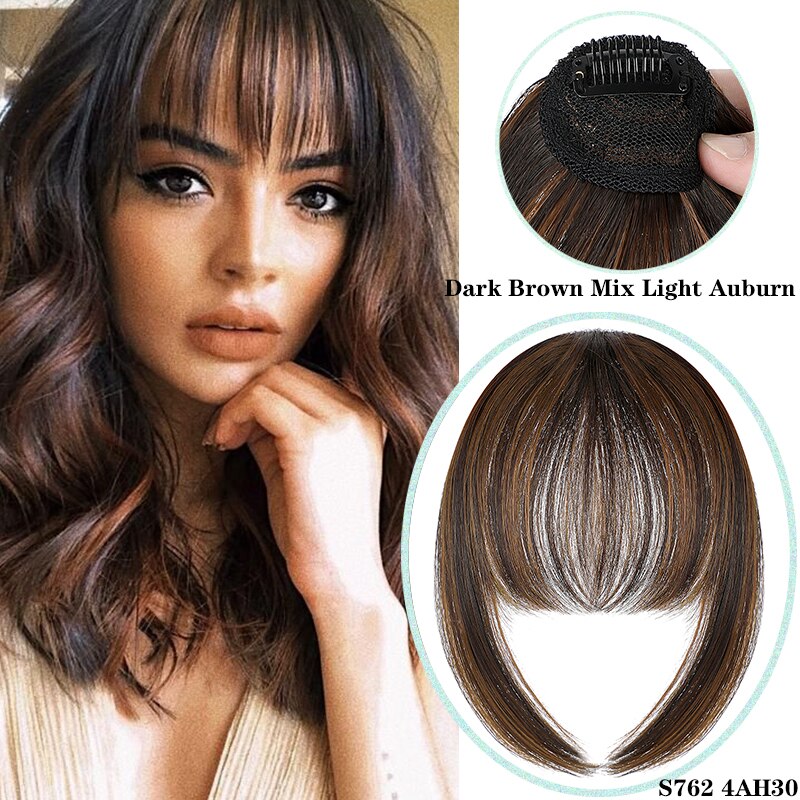 Shangzi Clip In Blunt Bangs Bang Hair Extension Synthetic Wig Fake Fringe Natural Hair Bangs Black L Brown Accessories Fake Hair