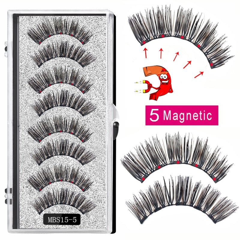 2022 4 pairs 5 Magnet Magnetic False Eyelashes 3D Lasting Magnetic Eyelashes Natural Artificial Mink lashes Faux Cils Magnetique