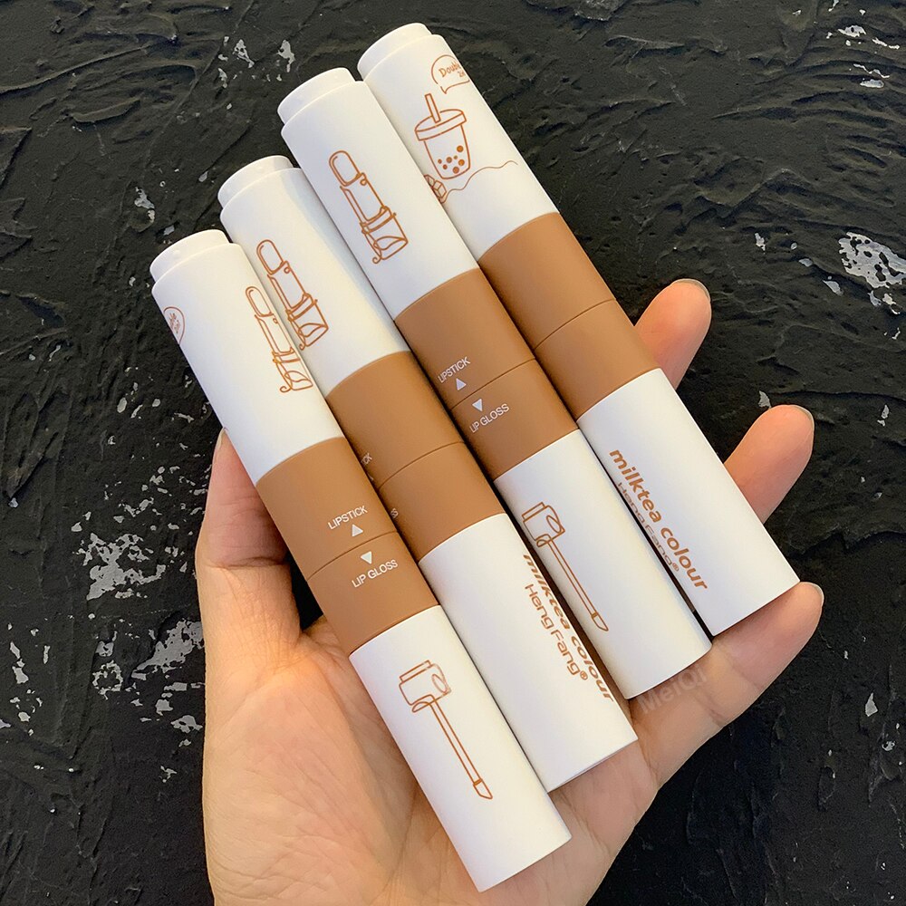 Milk-Tea Lip Gloss Matte Long Lasting Color Velvet Lipstick For Lip Moisture Waterproof Lip Tint Fashion Women Makeup Cosmetics