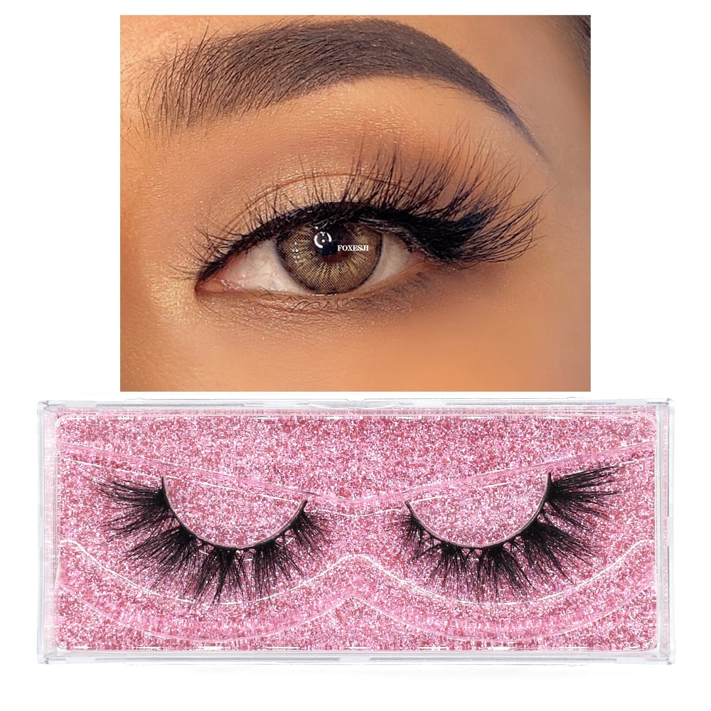 FOXESJI Eyelashes Makeup Mink Lashes 3D Fluffy Cruelty free Natural Mink Lashes Cross Volume False Eyelashes Eyelash Extension