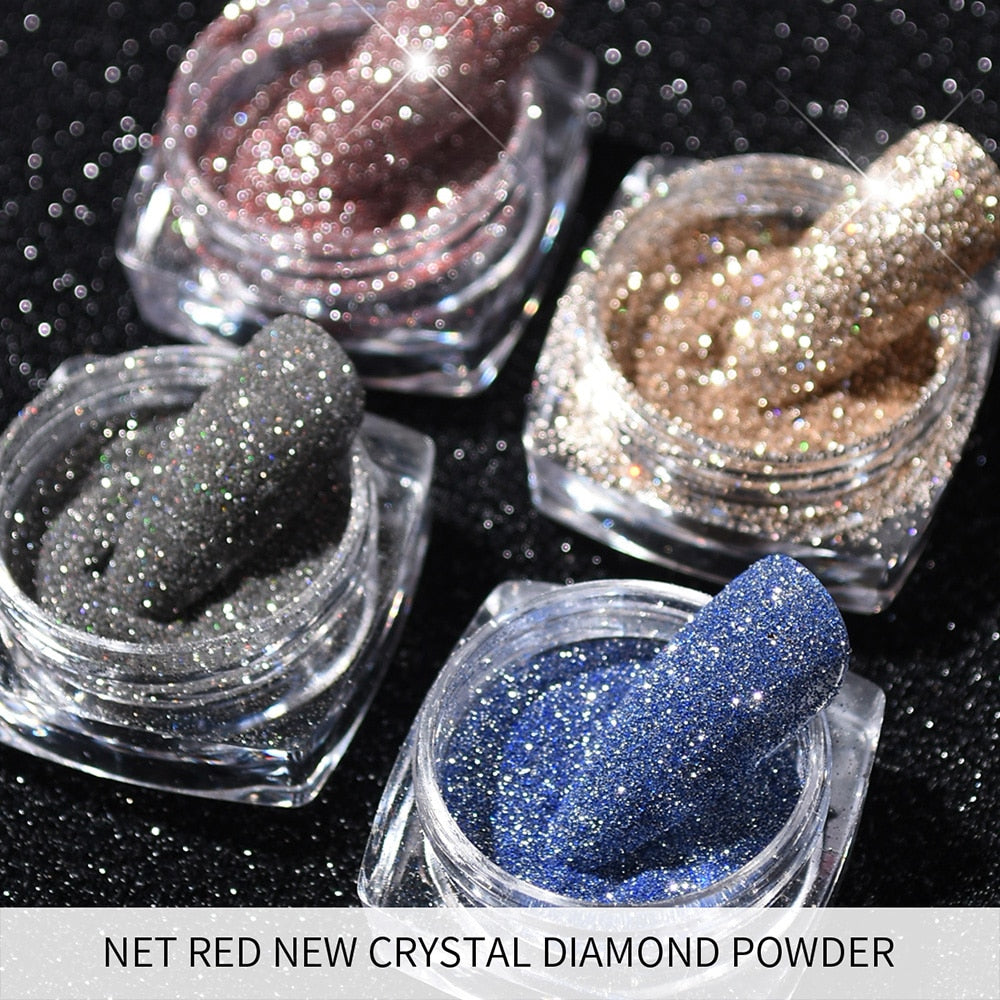1 Box Sparkling Diamond Nail Powders Kit Holographics Laser Shiny Nail Glitters Dust Flakes 3D Nail Art Sequins Pigment Dust