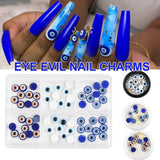 1Box Mini-Blue Evil Eyes Nail Decorations Mixed 3D Resin Moon Beads Acrylic Nail Rhinestones Lucky Blue Eye Bead NAILS Charms @H