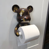 Oklulu Creative Light Luxury Violent Bear Roll Paper Tube Kitchen Bathroom Wall Hanging Punch-Free Multifunctional Tissue Towel Rack