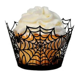50/100pcs Halloween Cupcake Wrapper Baking Cup Hollow Out Paper Liners Cake Wrapper Witch Spiderweb Castle Halloween Decoration