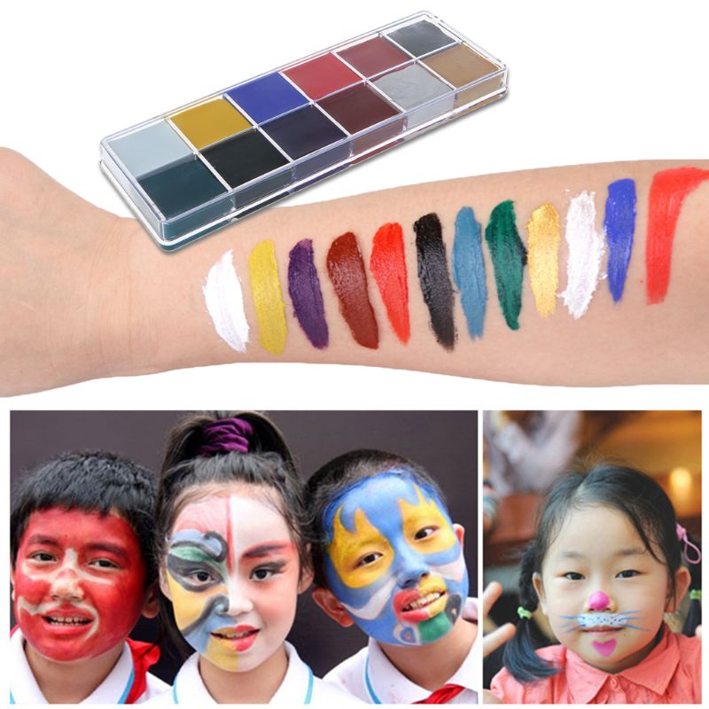 festival World Cup body painting play clown Halloween makeup face paint oil 12 Color face painted Makeup Flash Tattoo