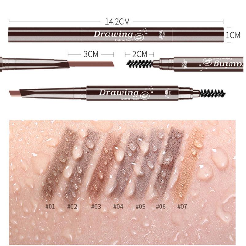 DNM 7 Colors Double-Headed Eyebrow Pencil Natural Not Smudge  Rotating Triangle Eyebrow Pencil With Brush Beauty Tool TSLM2