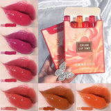 6pcs/set Makeup Lip Tint Mirror Lipstick Lasting Waterproof Lip Gloss Blusher  Korean Style Sexy Red Moisturizer Lip Cosmetics