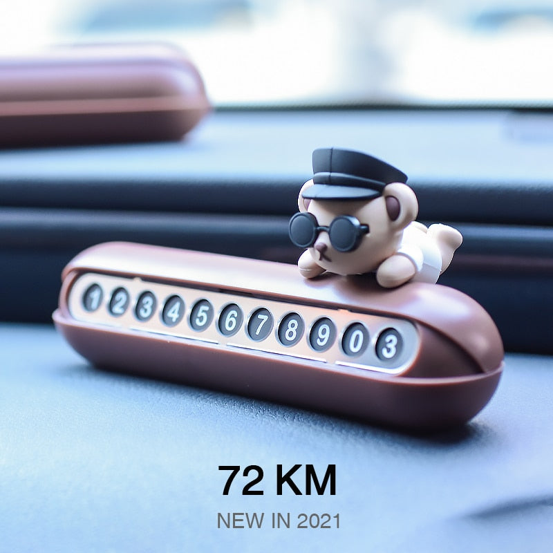 Teddy Bear Car Interior Accessories Temporary Parking Card For Auto License Plate Temporary Stop Sign Phone Number Plate