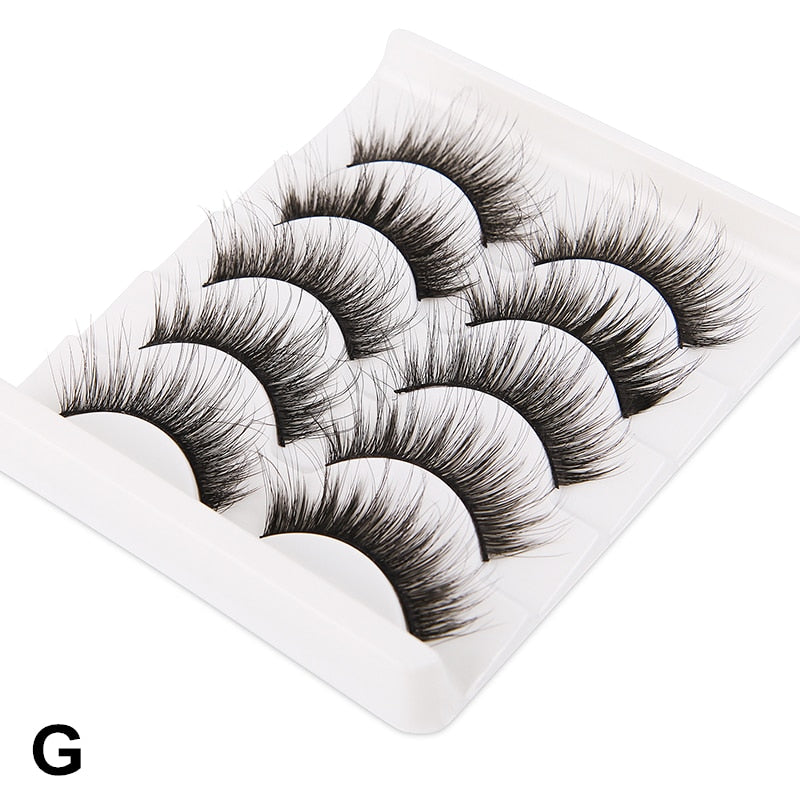 5 Pairs False Eyelashes Imitation Mink Hair Handmade Fluffy Wispy Natural Long Lashes No cruelty Eye Lash Extension Makeup Tools