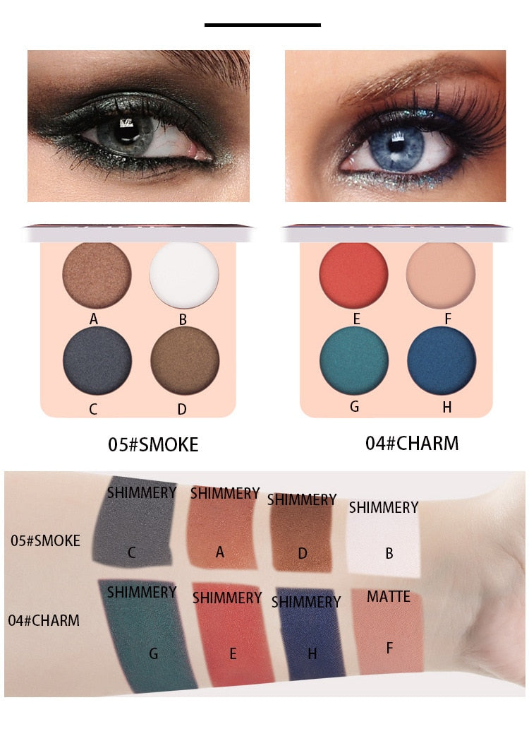 Eye Shadow 4 Color Eye Shadow Palette  Dark Blue Wine Red Eye Shadow Palette Shimmer Pigment Waterproof Mineral Balm TSLM1