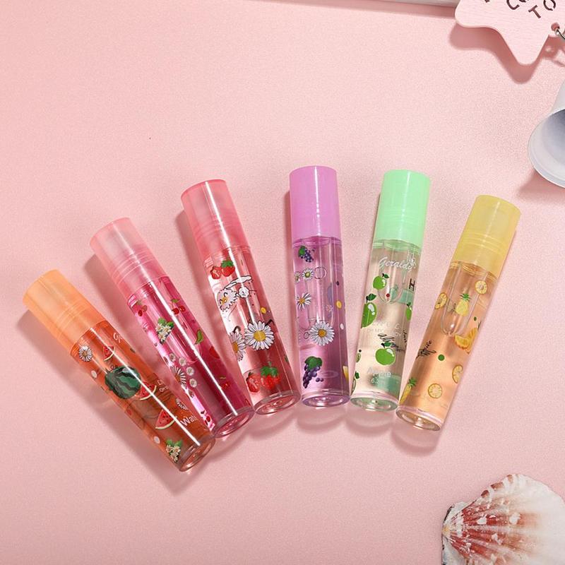 Lip Hydrating 6 Colors Roll-on Fruit Lip Balm Lip Oil Moisturizing Mirror Lip Gloss Transparent Lipstick Primer TSLM1