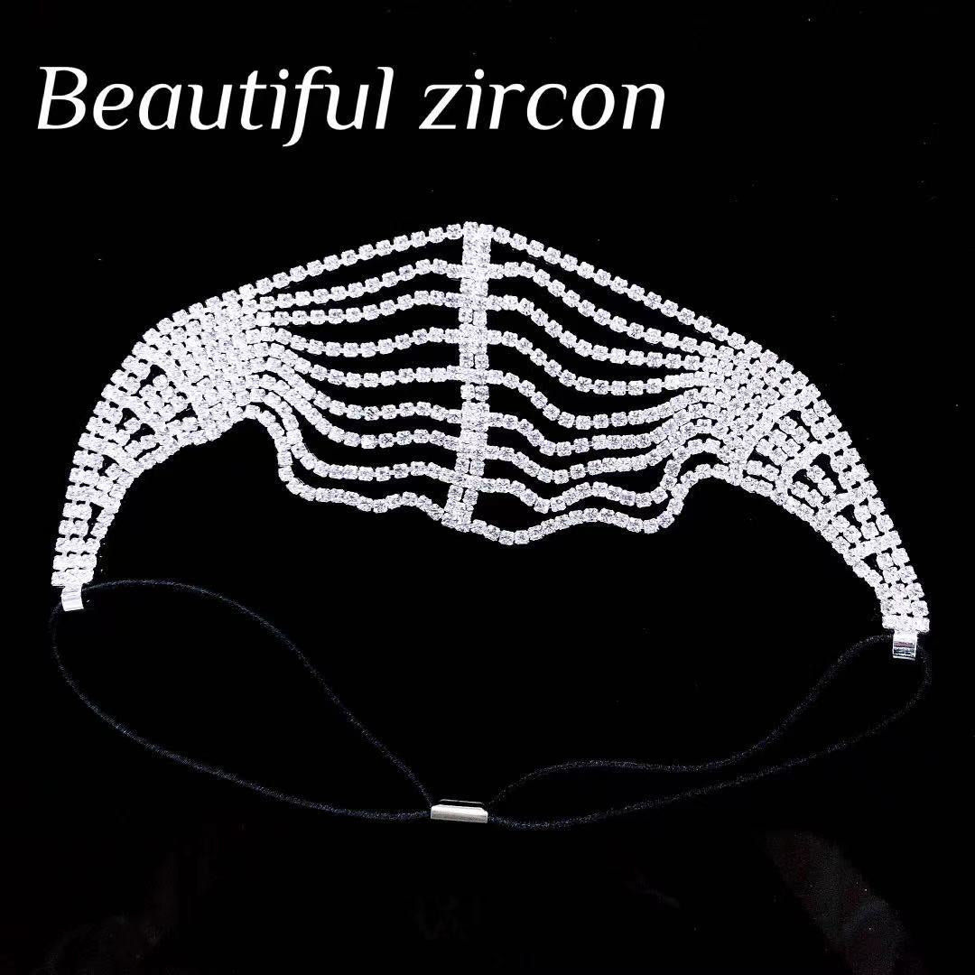 European and American fashion exquisite luxury crystal hairband hair chain sweet bridal jewelry Rhine Stone chain birthday gift