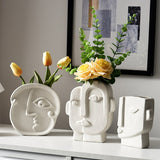 Oklulu Decor Creative Art Face Shape Porcelain Flower Vase Home Decor Living Room Decoration Dining Table Home Ceramic Ornament