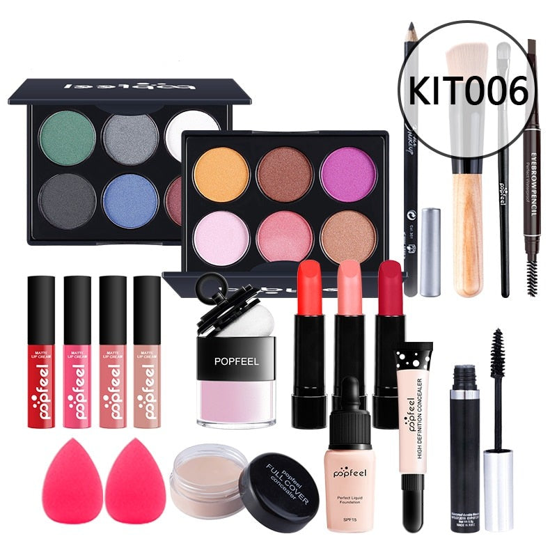 Oklulu ALL IN ONE Full Professional Cosmetics Makeup kit(eyeshadow, lip gloss,lipstick,makeup brushes,eyebrow,concealer)withbag