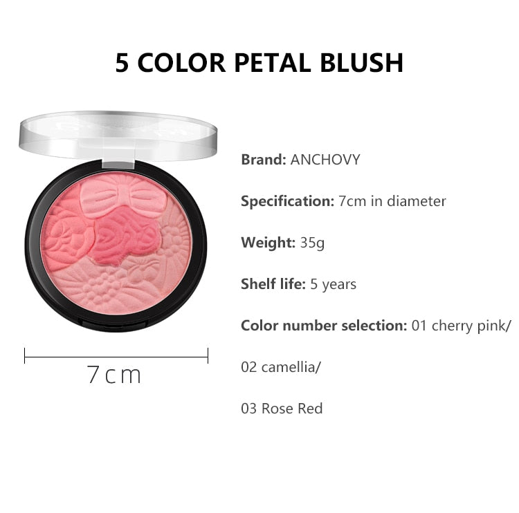 Oklulu Professional 3Colors Petal Blush Makeup Palette Petal Matte Blusher Highlighter Powder Makeup Blush Contour Shadow TSLM1