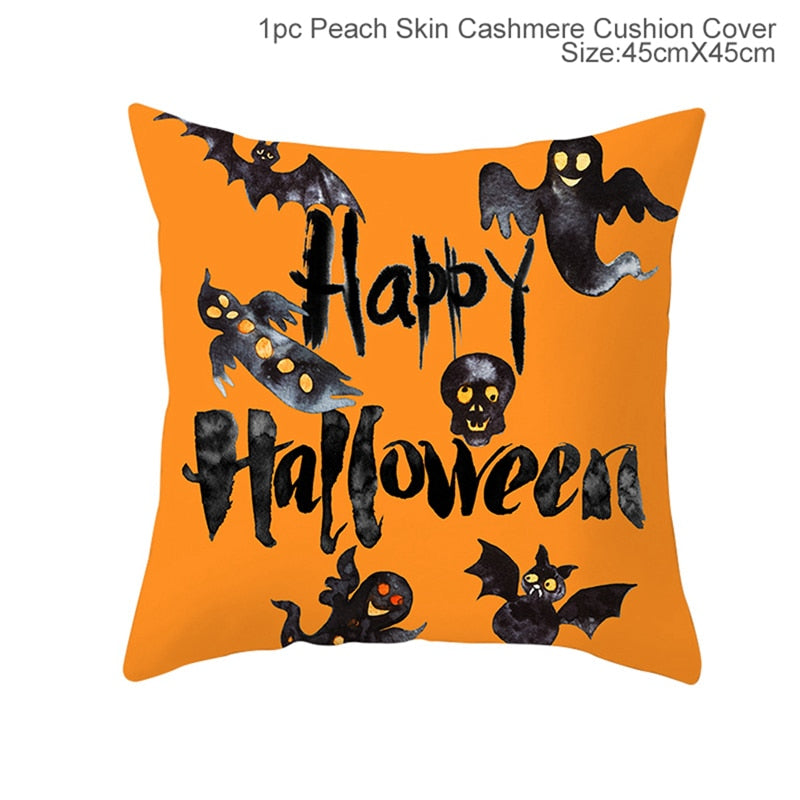 Halloween Cushion Cover Pumpkin Bat Wizard Ghost Halloween Decor For Home Pillowcase Ornament Scary Halloween Party Supplies