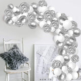 102pcs Metal Silver White Balloons Garland Arch Kit Silver Conffeti Balloon Globos for Baby Shower Birthday Wedding Party Decor