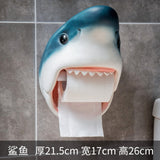 Oklulu  Nordic Tissue Holder Cartoon Shark Dolphin Resin Roll Holders Paper Towel Toilet Bathroom Wall-mounted Free Punch Home Decor