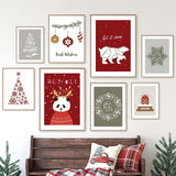 Christmas Tree Panda Bear Snowflake Wall Art Canvas Painting Nordic Posters And Prints Wall Pictures For Living Room Decoration