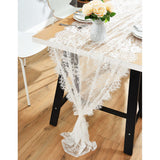 OurWarm White Floral Lace Table Runner Wedding Party Burlap Natural Jute Imitated Linen Rustic Table Home Decoration