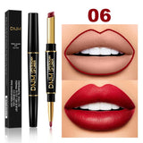 DNM Waterproof Lip Gloss Matte Lip Liner Pencil 2 In 1 Double Head Long-lasting Lipliner Lipstick Pen Lipsticks Makeup Cosmetics