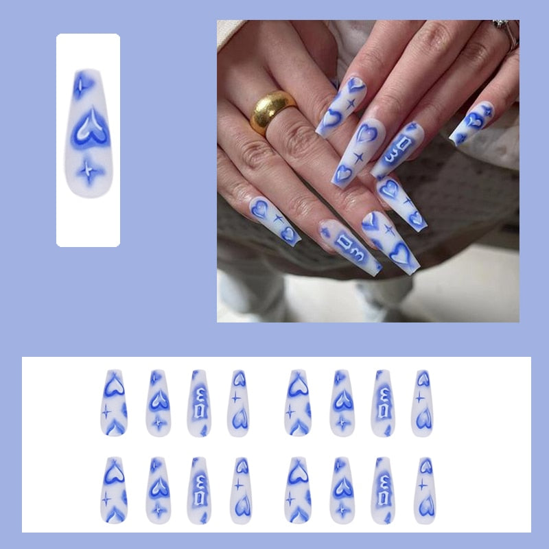 24pcs False Nails Nude Gradient Nail Patch Rhinestone Inlaid Press On Nails Removable Long Paragraph Fashion Manicure nail tips