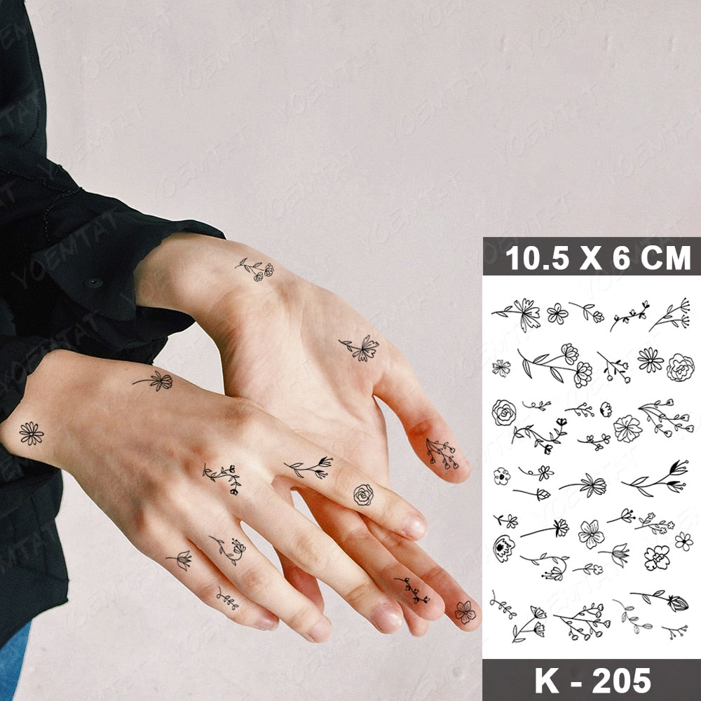 Waterproof Temporary Tattoo Stickers Butterfly Snake Rose Flower Gun Dark Flash Tatto Women Body Art Wrist Neck Fake Tattoos Men