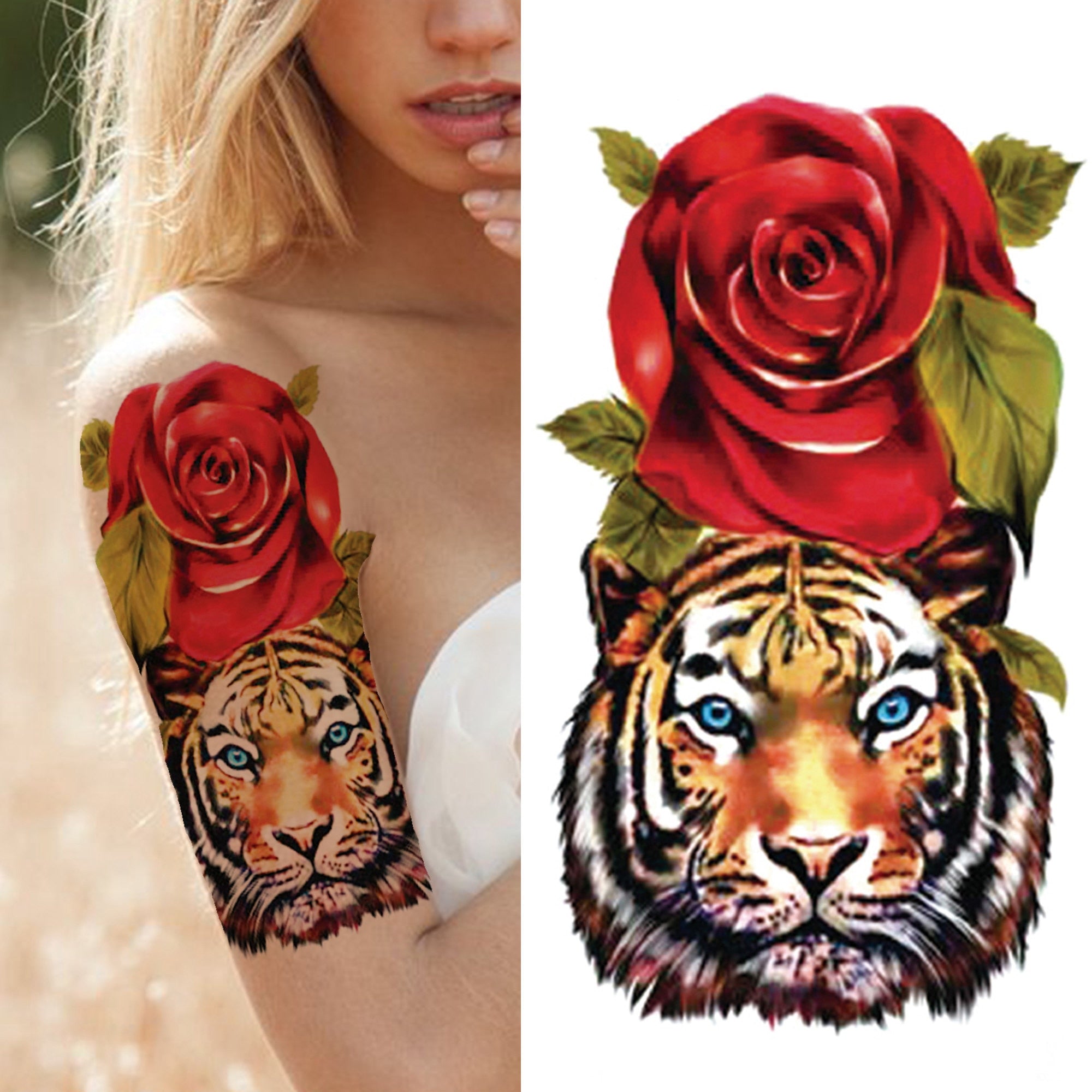 Black Forest Tattoo Sticker For Men Women Children Tiger Wolf Death Skull Temporary Tattoo Fake Henna Skeleton King Animal Tatoo