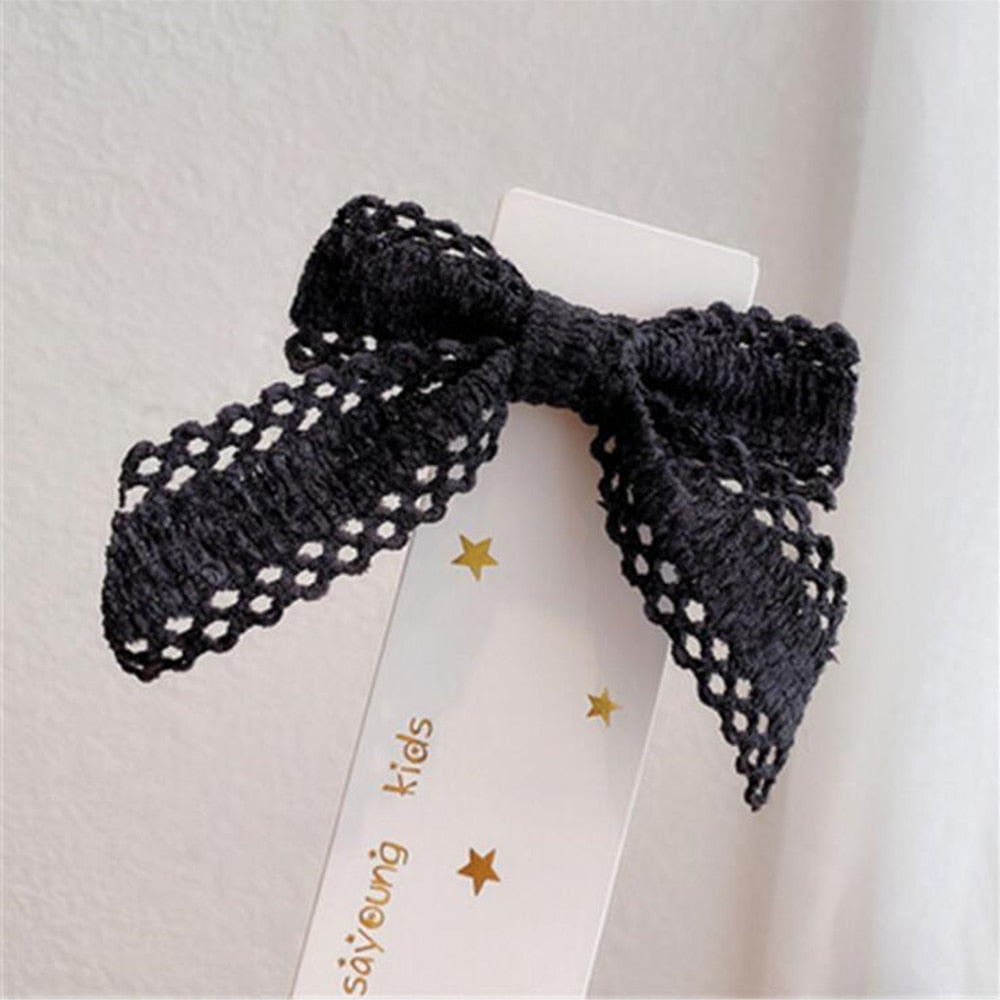 Korean Fashion Hair Bow For Women Black Ribbon Bow tie Hairpin Elegant Ladies Hairgrips Headwear Hair Accessories Hair Clips