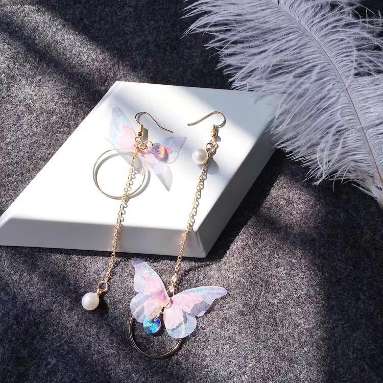 Korean Asymmetrical Cute Animal Cat Dangle Earrings Women Enamel Flower Rabbit Fan Star Moon Balloon Earrings Party Jewelry Gift