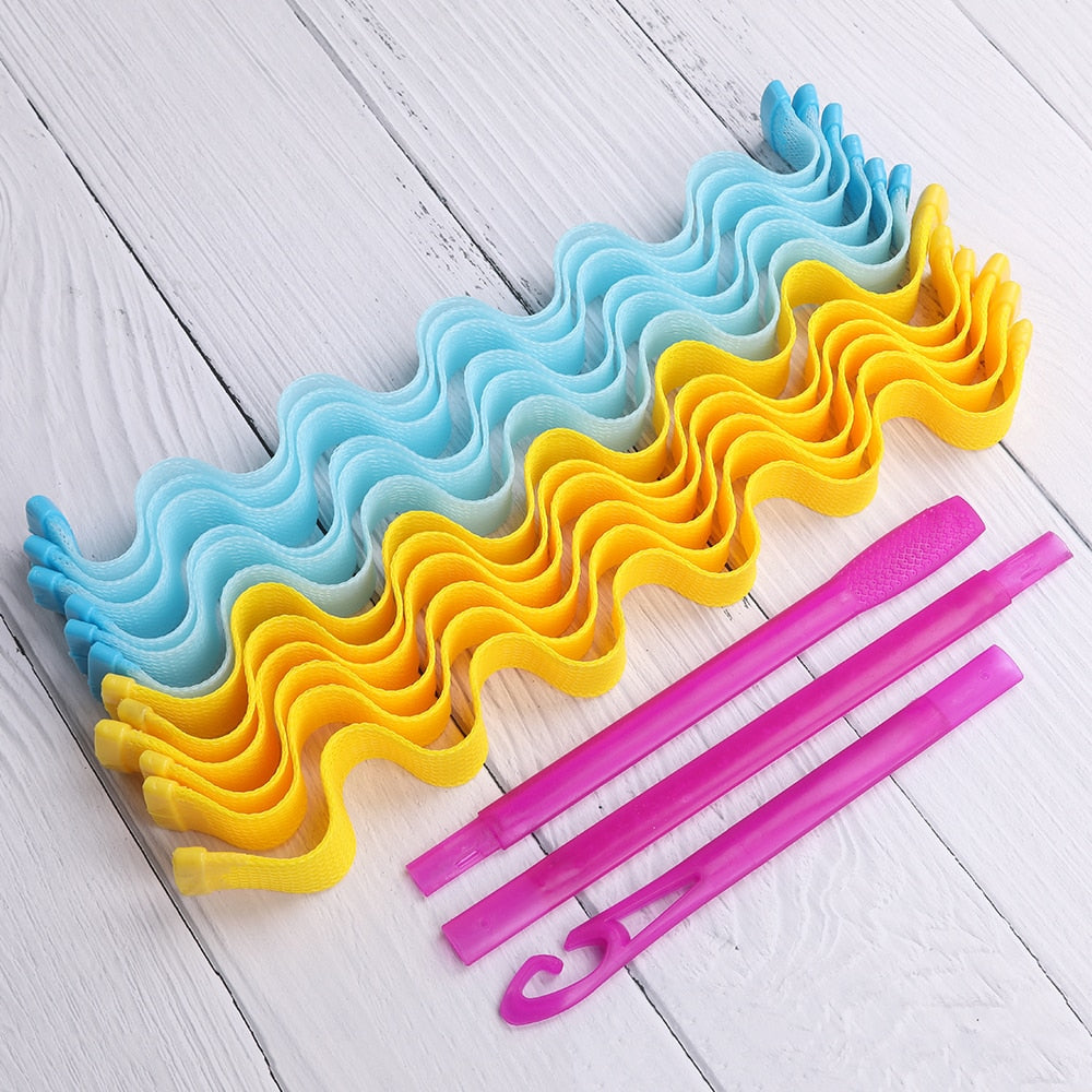 12PCS Magic Hair Curlers 25 30 45 50 65CM DIY Portable Hairstyle Rollers Sticks Durable Beauty Makeup Curling Hair Styling Tools