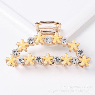 Hair Claw Clip Clamp For Women Girl Flower Floral Rhinestone Pearl Korean Handmade Fashion Head Accessories Mujer Wholesale