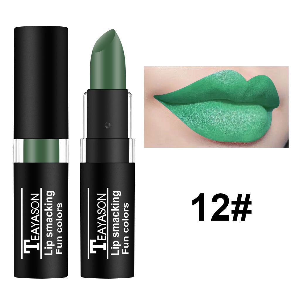 Sexy Red Matte Lipstick Nude Velvet Lip White Black Green Waterproof Long-Lasting Lip Stick Makeup Creative Makeup for Halloween